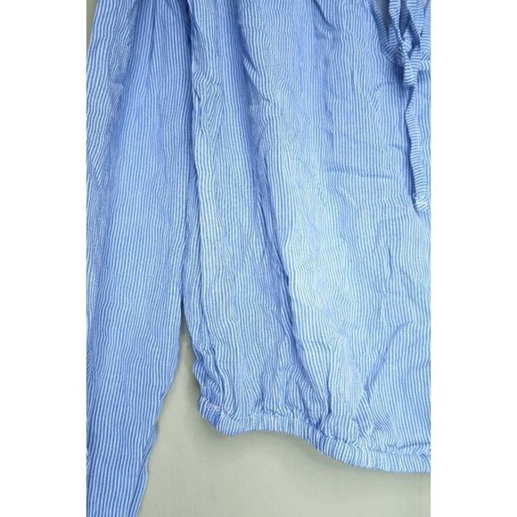 NWT Kendall & Kylie Shirt Cropped Blue White Vertically Striped Womens Small - Picture 4 of 12